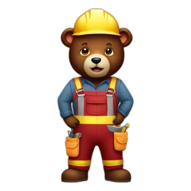 cute burgundy bear construction worker sticker