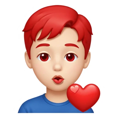 Emoji, boy's face blowing a kiss, puckered lips, small heart sticker