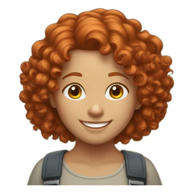 redheaded curly-haired girl smiling sticker