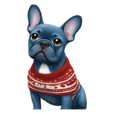 Blue French bulldog Christmas sweater  sticker