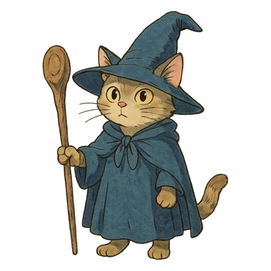 ghibli style wizard cat sticker