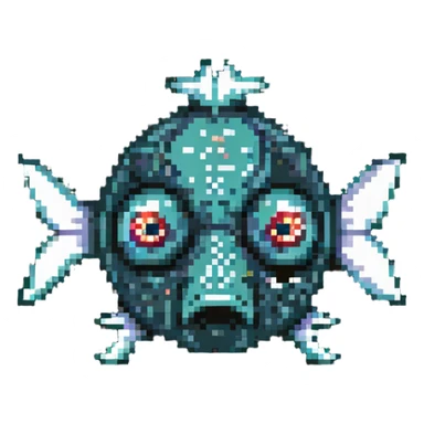 dead fish head logo with X eyes and a bone, fish head separated from body sticker