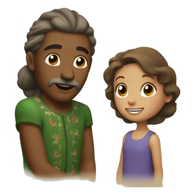 santa talking to a little girl with tan skin brown eyes and brown hair sticker