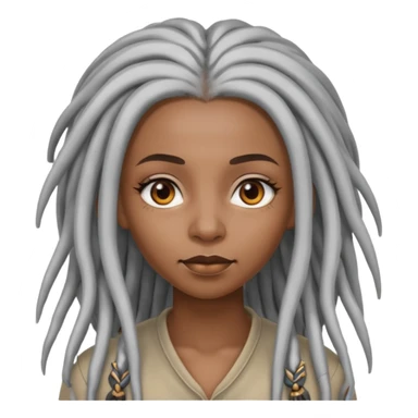 black woman with grey eyes with long silver dreadlocs sticker
