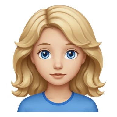 girl with blond hair at the ends it is light, brown, wavy hair, fair skin blue eyes sticker