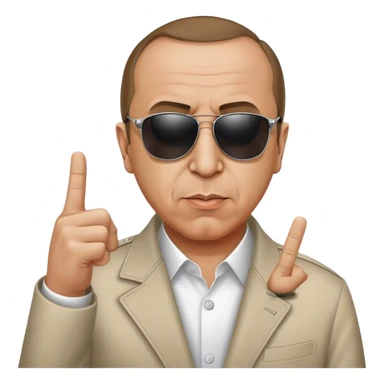 Tayyip Erdoğan, who wears me with middle finger glasses, create emojis sticker