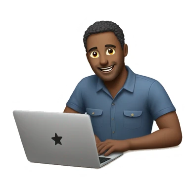 man with laptop rate with 5 stars sticker