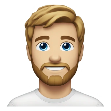 A 23 year old, Caucasian man, with short brown hair, with beard facial hair,   with blue eyes wearing a t-shirt. sticker