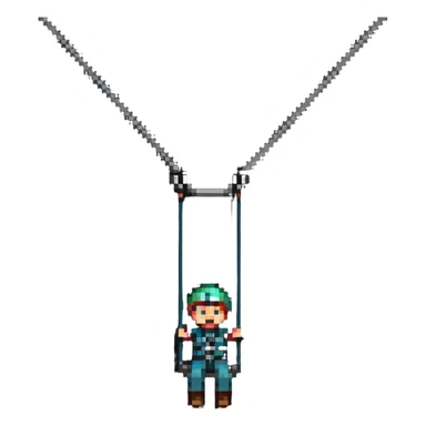man riding on a zip line sticker
