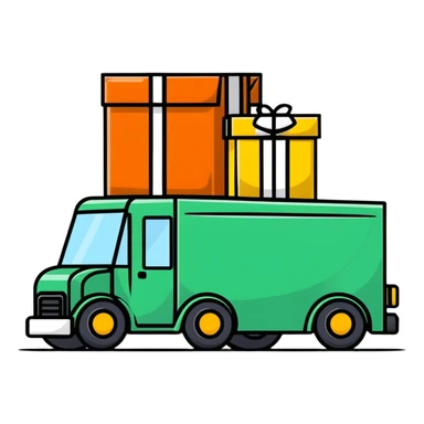 delivery truck with packages sticker