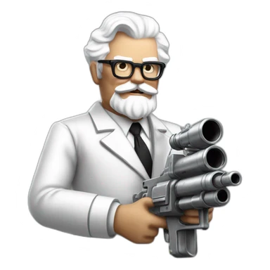Colonel Sanders using a steel minigun sticker