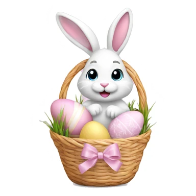 easter bunny with egg light pink basket sticker