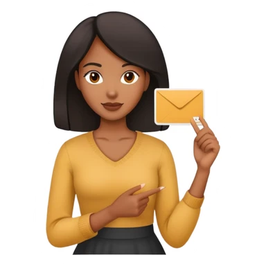 black female standing holding a card in one hand sticker