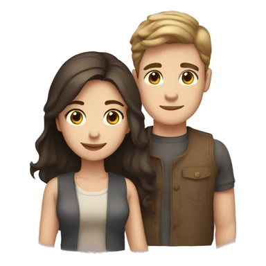 A young brunette couple, one male and one female, both with fair skin and light-colored eyes sticker