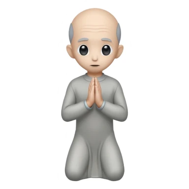 fullbody STANDING AND PRAYING HANDS gray alien FROM REAR BACKVIEW sticker