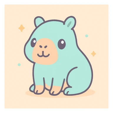 capybara sitting, looking happy and relaxed, kawaii style, simple and sweet sticker