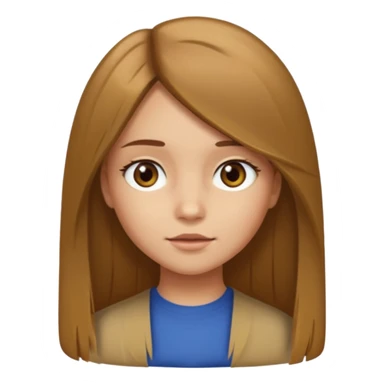 Girl with brown long brown hair with blond peekaboo underneath. She has her hair long and parted to the side and straight. She has light skin. She has hazel eyes.   sticker