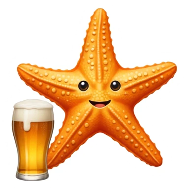 Starfish with a beer laying flat  sticker