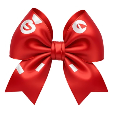 red bow with the "S" logo in the center sticker