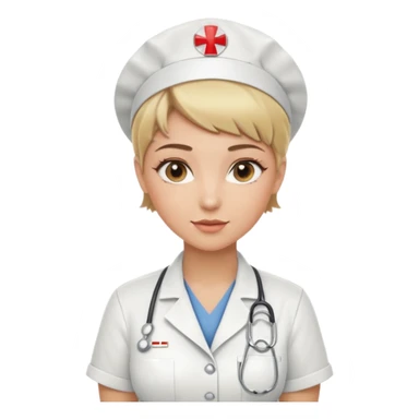Sexy nurse blonde, wild short hair, Brown-blonde highlights 
 sticker