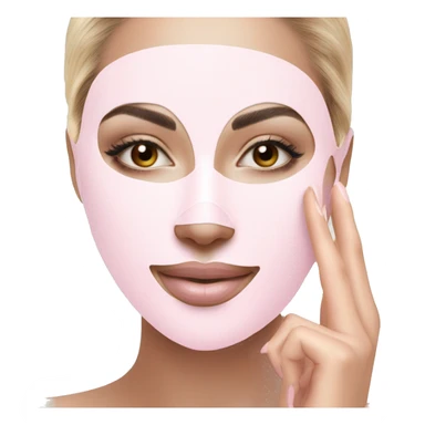 Lady with pastel pink face mask spa beauty full face relaxing sticker