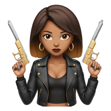 A sexy black female gangster with a gun sticker