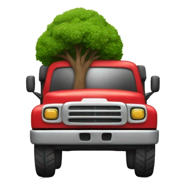 Red truck carrying a tree sticker