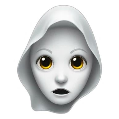 A white lady ghost with black scary eyes and mouth is broken sticker