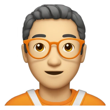 Japanese wearing orange round glasses sticker