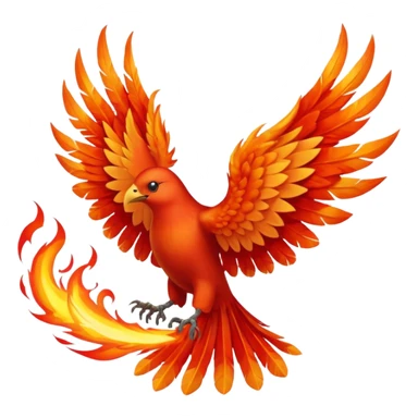 Phoenix force from marvel in a shape of flame bird towards screen with spread wings sticker