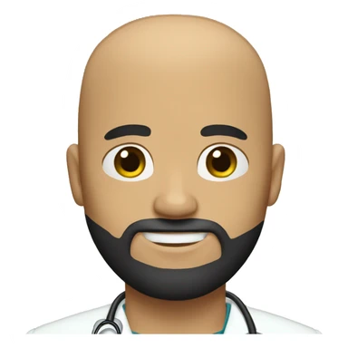 Bald head doctor tan skin crown black beard sticker