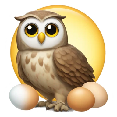 Owl with two eggs sticker