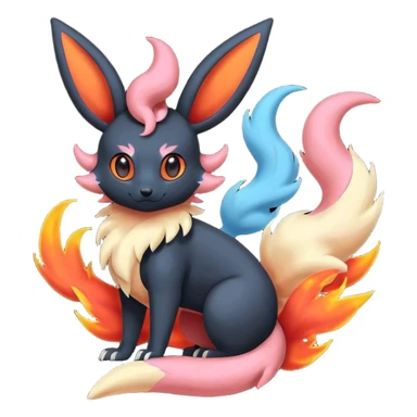 Salandit-Flareon-Sylveon-Umbreon-fusion-Pokémon-hybrid-creature  sticker