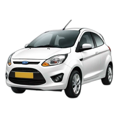 a white Ford Figo with a smile sticker