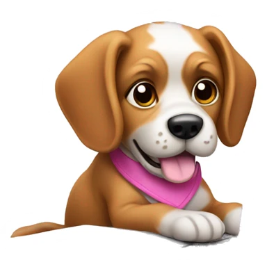 dog with a pink laptop sticker