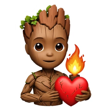 baby-groot with a hearth sticker