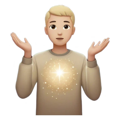 A young man stands in a vast, starry universe, surrounded by floating particles of light. Each particle represents a choice, a moment, a memory—his personal universe. He reaches out, touching one, knowing that everything he does stays in this space forever. universe around him sticker