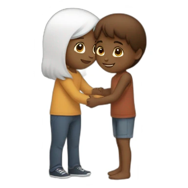 brown girl with white skin hugging a brown boy with white skin shorter than her sticker