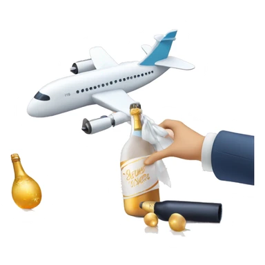 Christening plane on new years 2025 with champagne bottle sticker