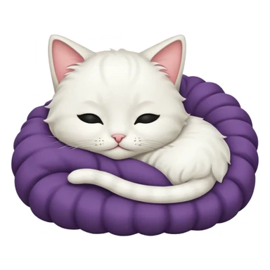emoji of white sleeping cat with a tail hanging down sticker