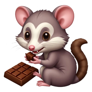 Opossum with chocolate sticker