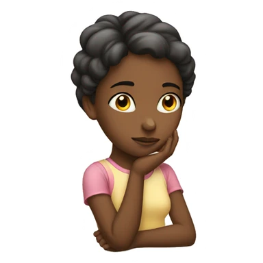 a girl thinking with a hand in her chin sticker