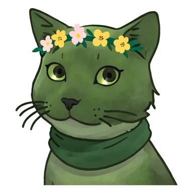 Black and gray cat with flower crown sticker