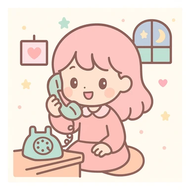 girl talking on telephone in her room sticker