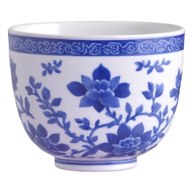 traditional Chinese tea cup with blue and white porcelain design without handle sticker