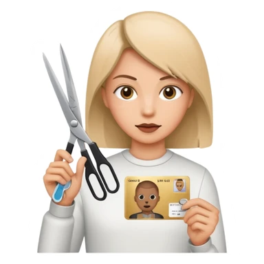 Scissors cutting an ID card in 2 parts.hyper realistic sticker