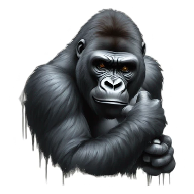 gorilla drawing a grafitty sticker