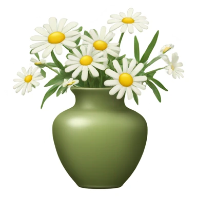 olive green Vase with daisies sticker