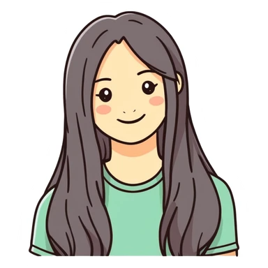 smiling solo with long hair sticker