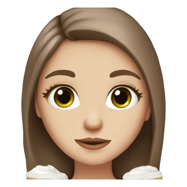 white girl with brown long hair and a hot chocolate green eyes sticker